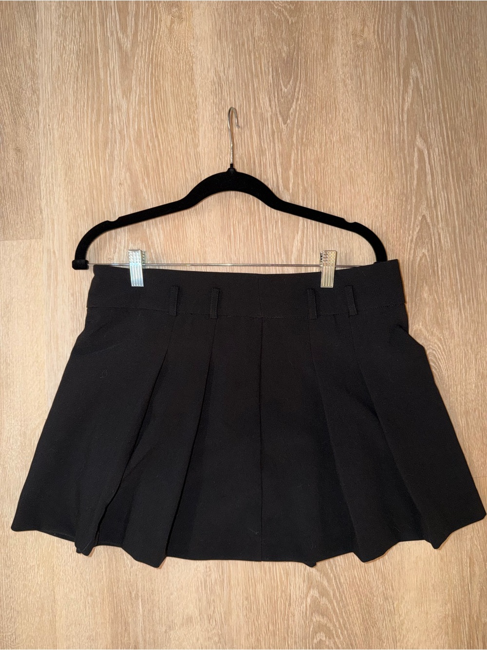 MNG Black Pleated Skater Mini Skirt